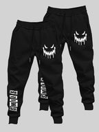 Men’s Joyful Face Graffiti Print 2-Piece Set – Casual Streetwear Long Pants & Top