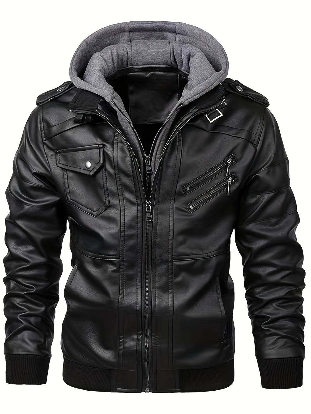 Men’s "BESTSELLER" Black Hooded Jacket – Full-Zip Outdoor Casual Coat