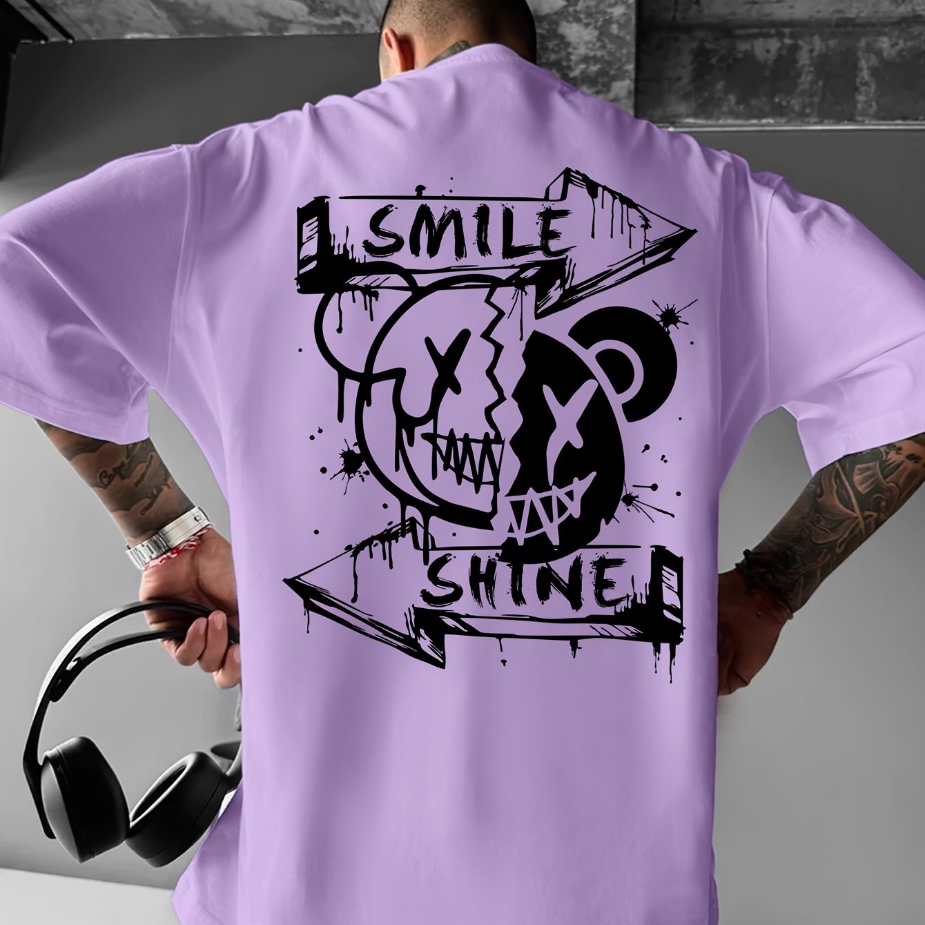 Men’s “Smile & Shine” Skull Graphic T-Shirt – Urban Streetwear Tee
