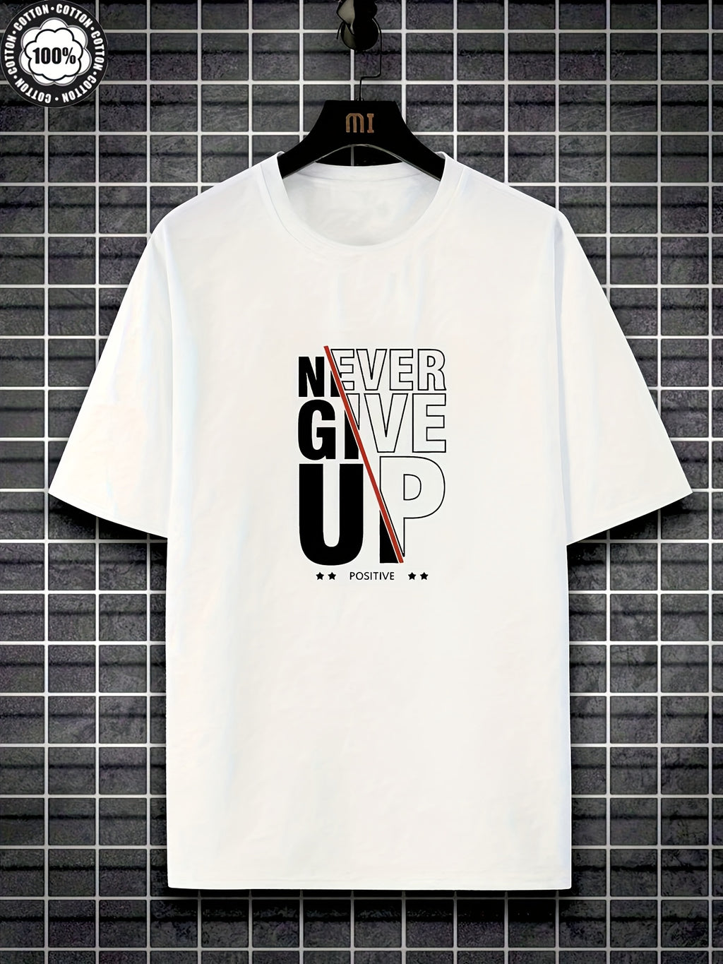 Men’s Oversized “Never Give Up” Heavyweight Tee