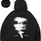 Unisex Oversized Abstract Face Hooded Sweatshirt