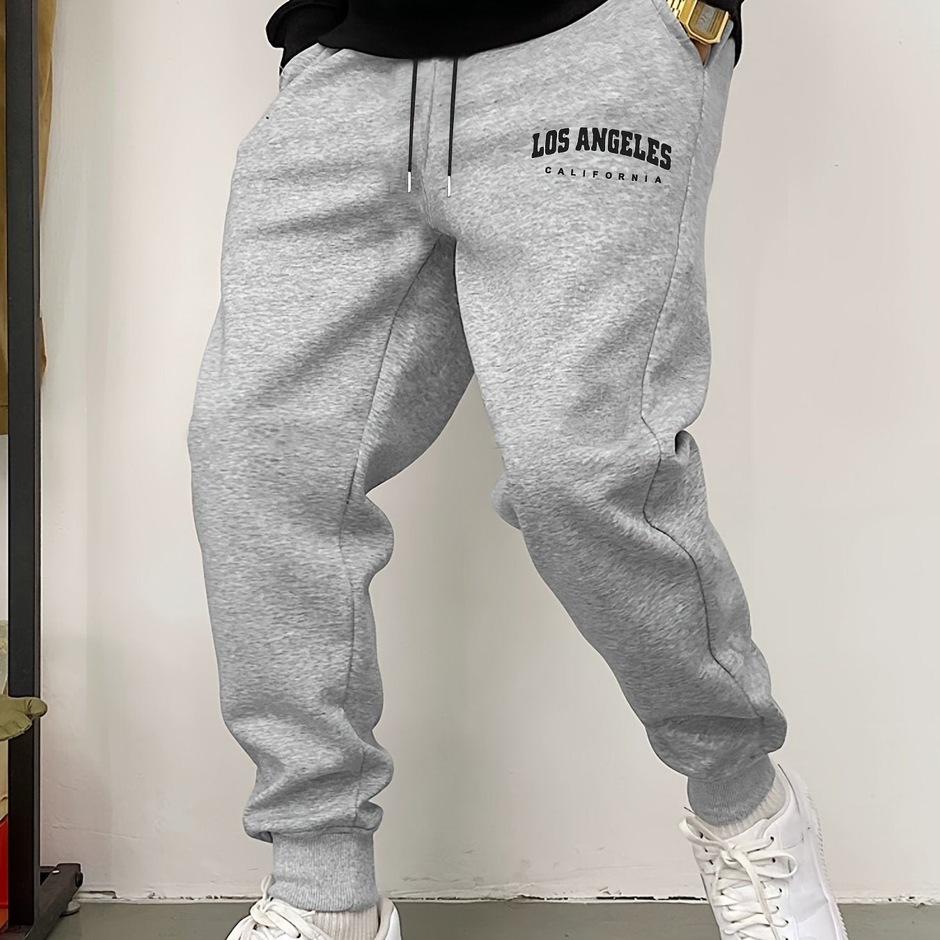 LOS ANGELES Print Men’s Sweatpants – Warm Casual Joggers for Fall/Winter