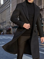 Men’s Long Warm Dragon & Phoenix Trench Coat – Classic Autumn/Winter Outerwear