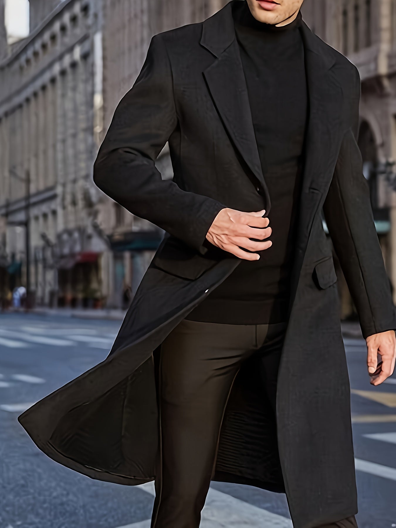 Men’s Long Warm Dragon & Phoenix Trench Coat – Classic Autumn/Winter Outerwear