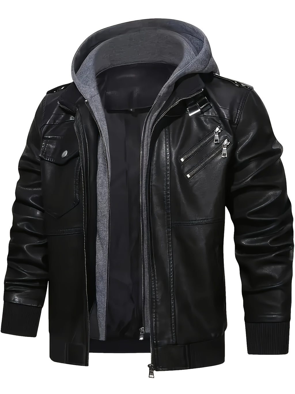 Men’s "BESTSELLER" Black Hooded Jacket – Full-Zip Outdoor Casual Coat