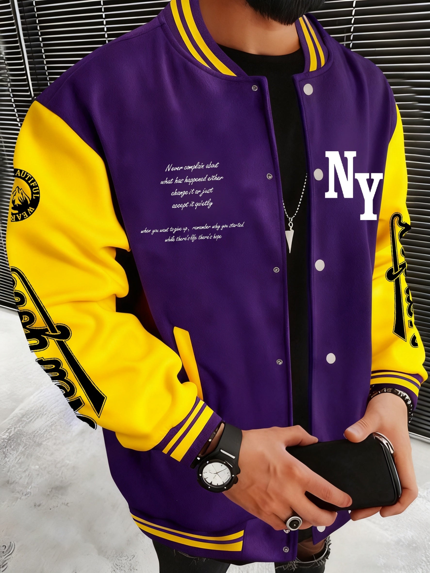 Men’s Vintage Varsity Jacket – Red & Black NY Baseball Coat