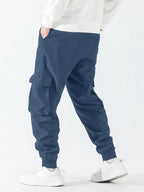 Men’s Street Style Oversized Footed Cargo Pants – Drawstring Waist, Spring/Fall Comfort