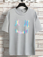 Oversized Pastel Bird Print T-Shirt – Black Casual Tee for Youth & Men (Plus Size)