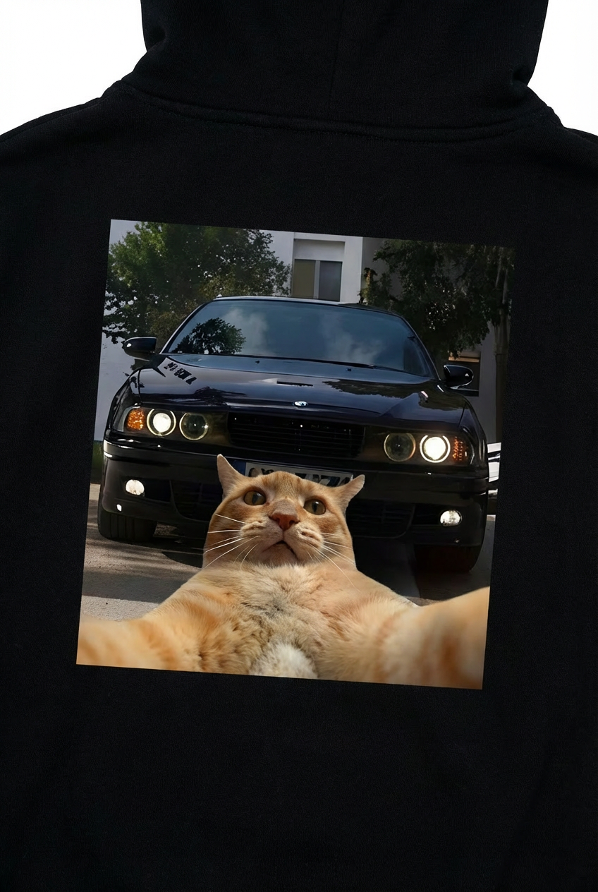 "BESTSELLER" Unisex Loose Fit Cat Graphic Hoodie – Cotton-Blend Streetwear Pullover