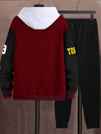 Men’s A-69 Color Block Varsity Jacket & Joggers Set