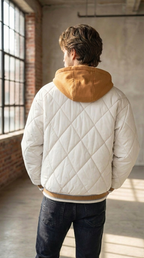 Men’s Letter Embroidery Winter Hooded Jacket – 2025 Faux Two-Piece Street Coat