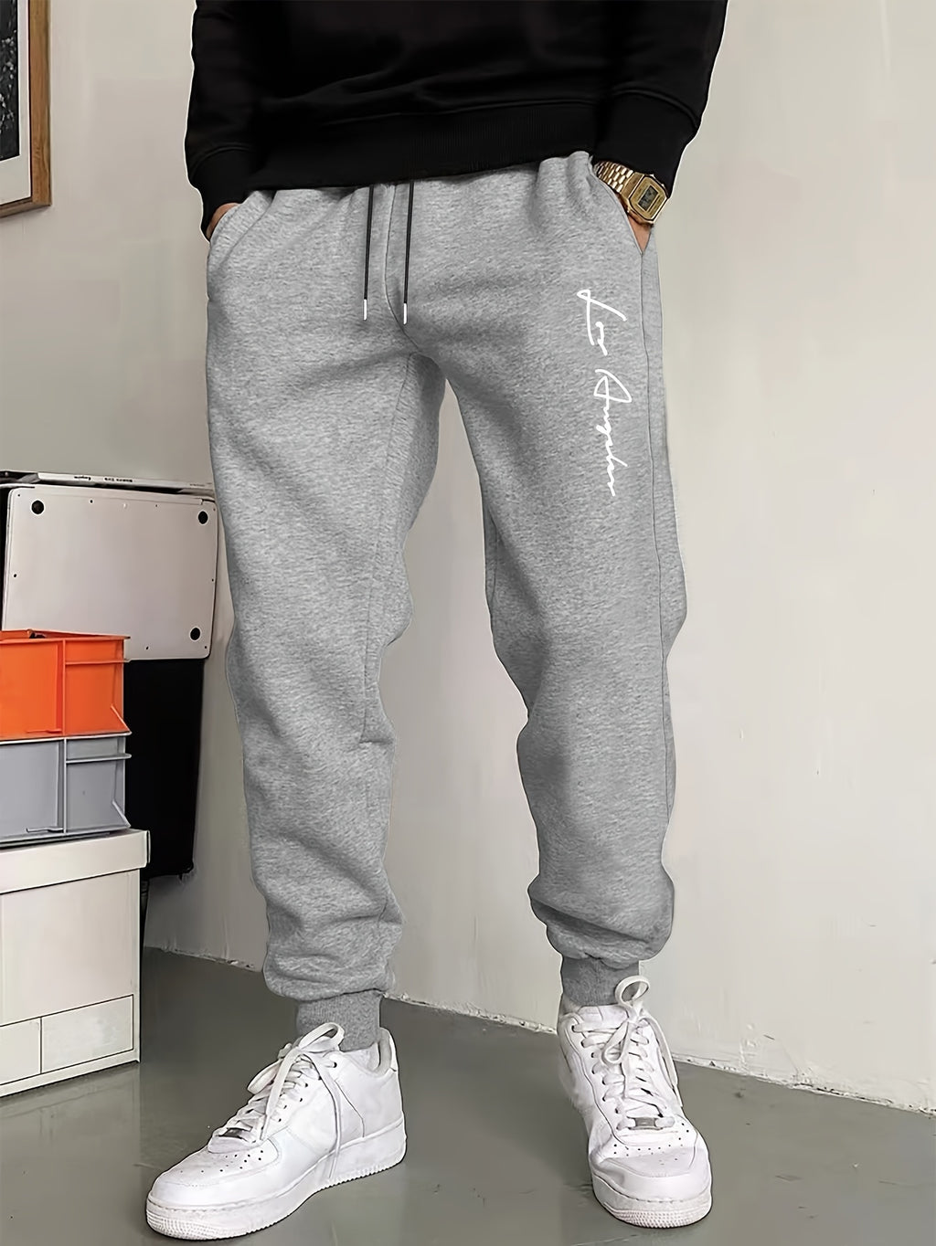 Men’s "BESTSELLER" Black Athletic Joggers – Stretch Running Pants with Drawstring