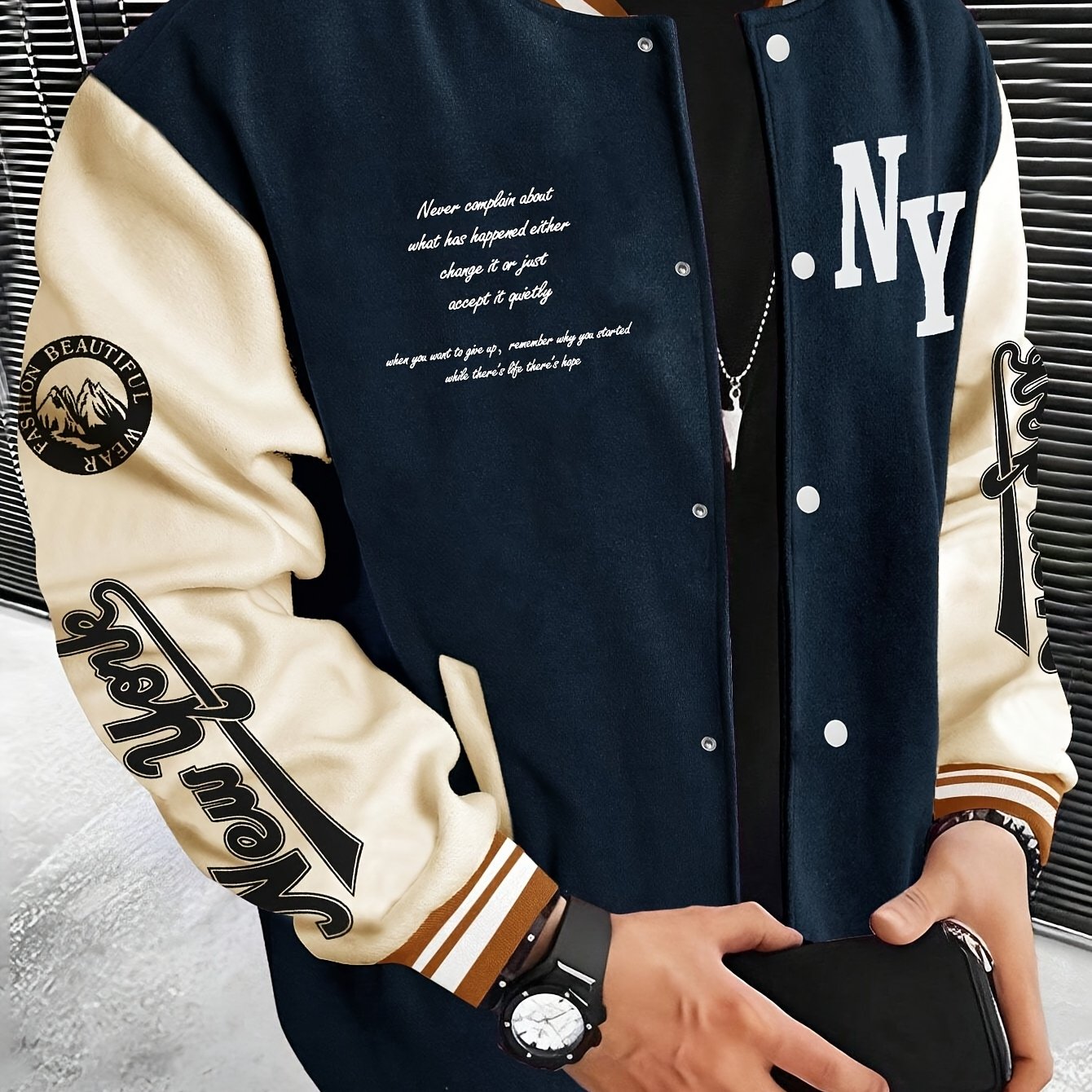 Men’s Vintage Varsity Jacket – Red & Black NY Baseball Coat