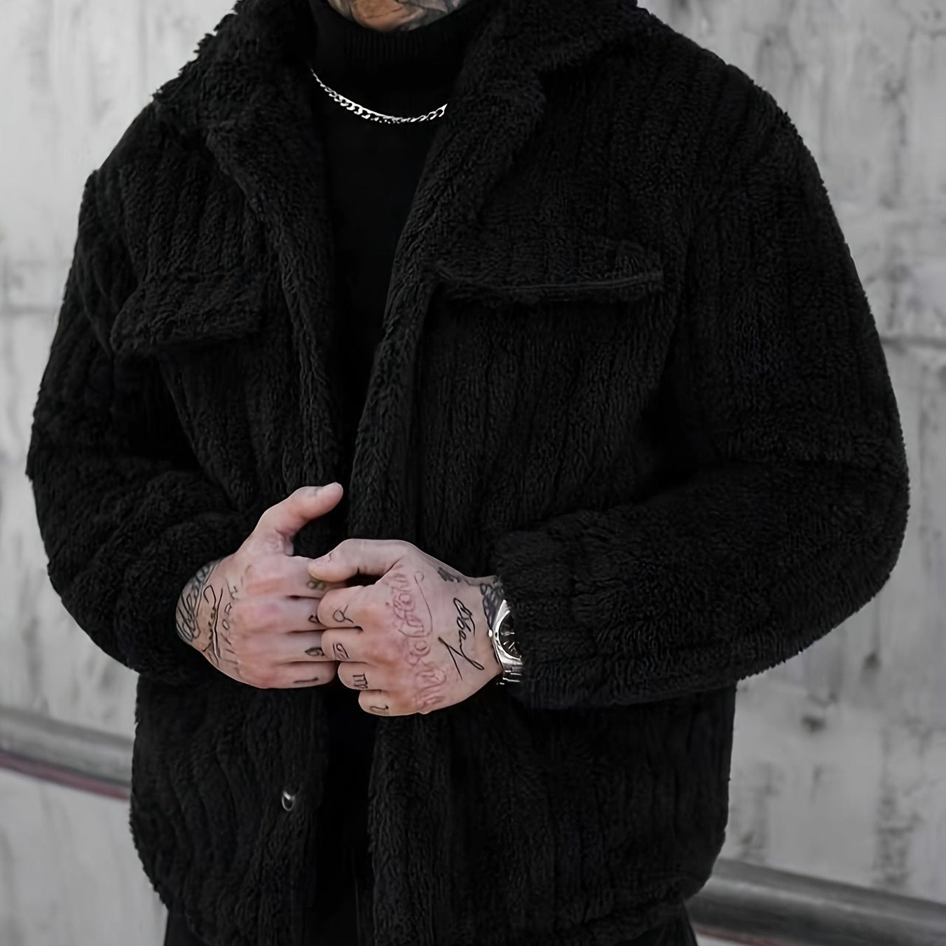 Men’s Cozy Lapel Fleece Jacket – Soft Winter Warmth