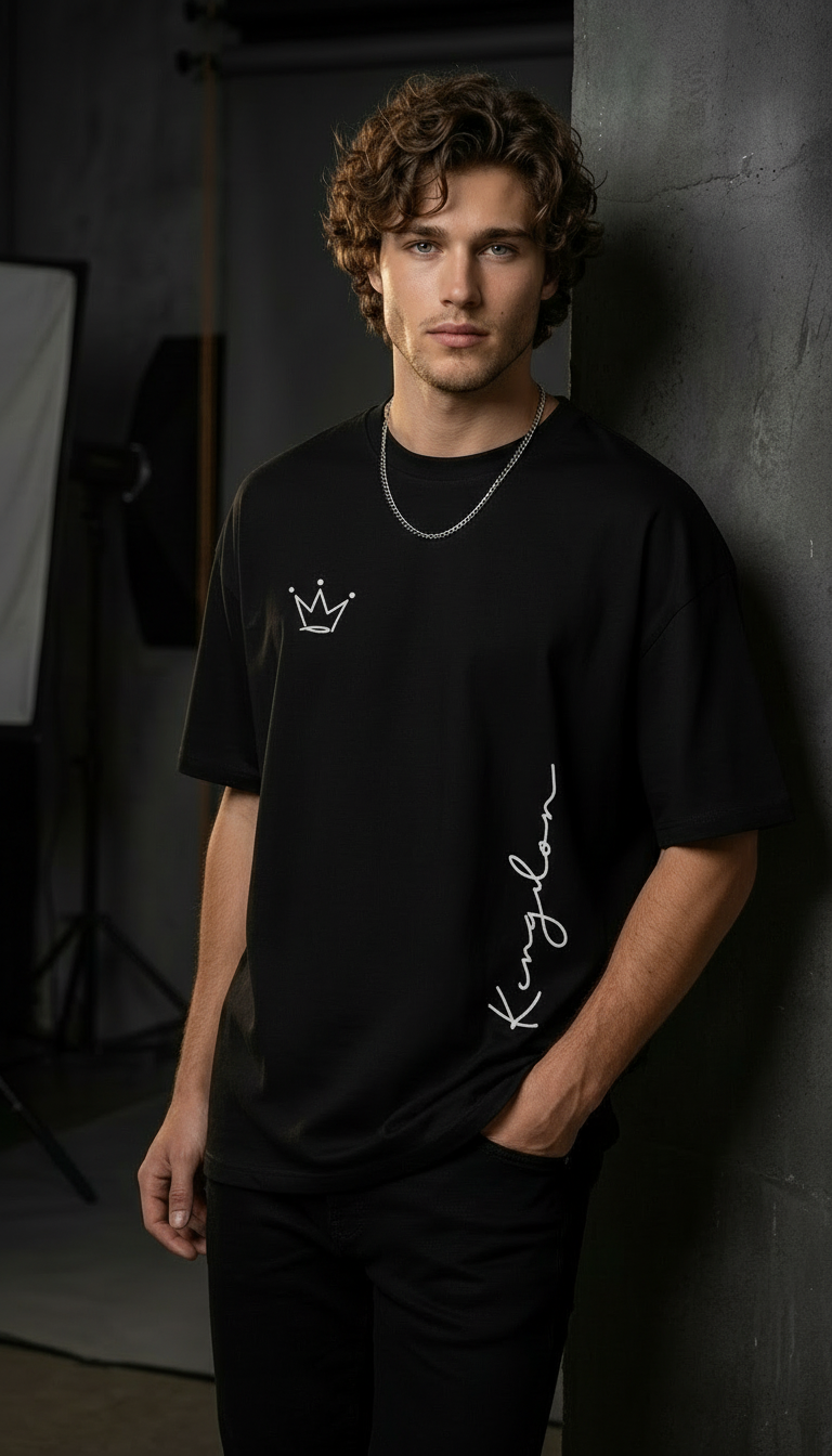 Men’s “KING” Letter T-Shirt – Loose Fit Summer Tee