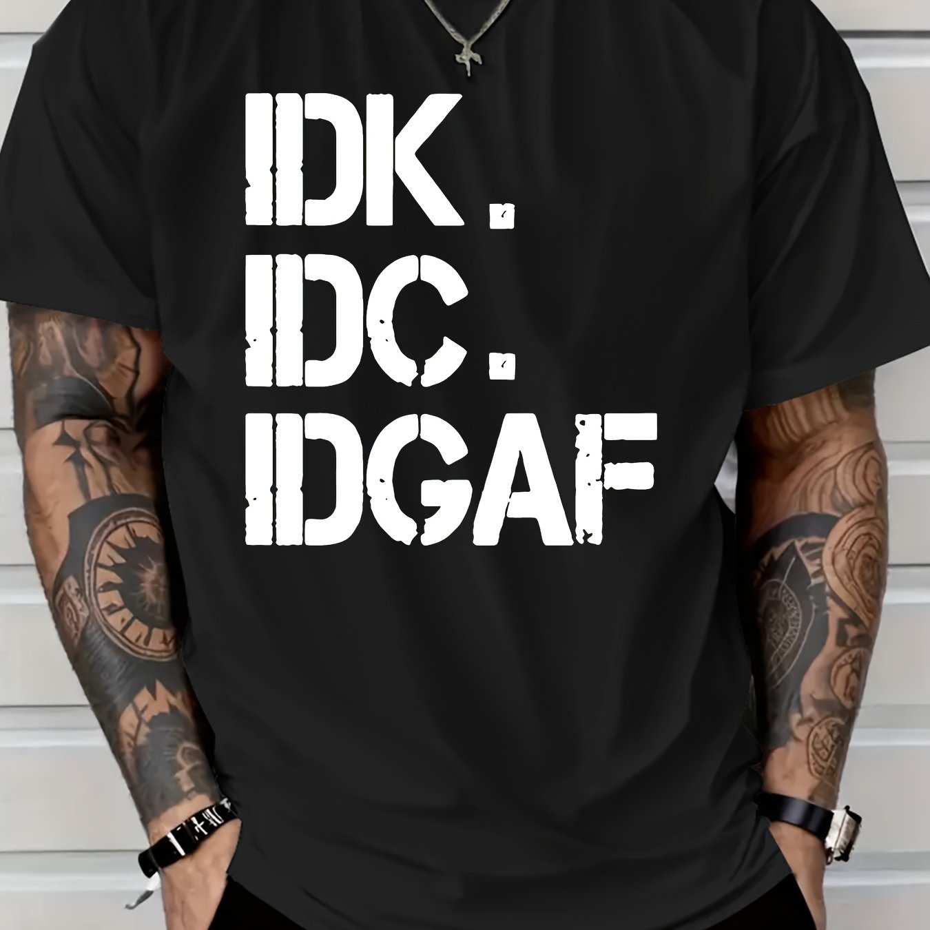Men’s IDK IDC IDGAF Print T-Shirt – Casual Crew Neck Summer Tee