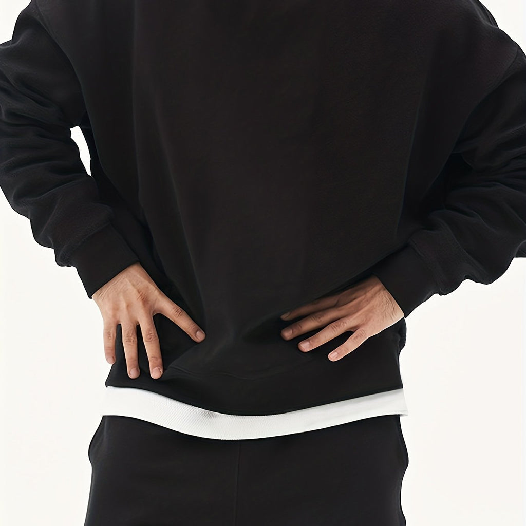 Men’s Classic Crew Neck Sweatshirt – Solid Color, Casual Fall/Winter Pullover