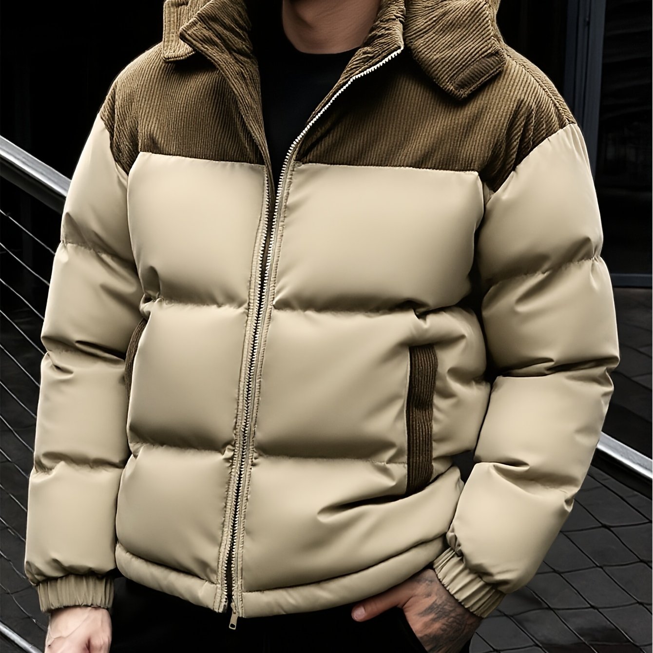 Men’s"best-seller" 2025 Color-Block Winter Warm Hooded Jacket – Thick & Cozy