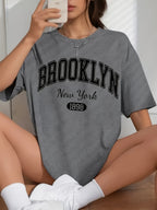 Women’s Graphic Print Tee – Casual Crew Neck Short Sleeve Top for Spring & Summer