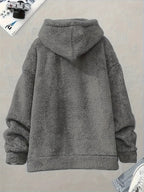 Men’s Oversized Plush Hoodie – Warm Fleece Pullover with Large Pocket