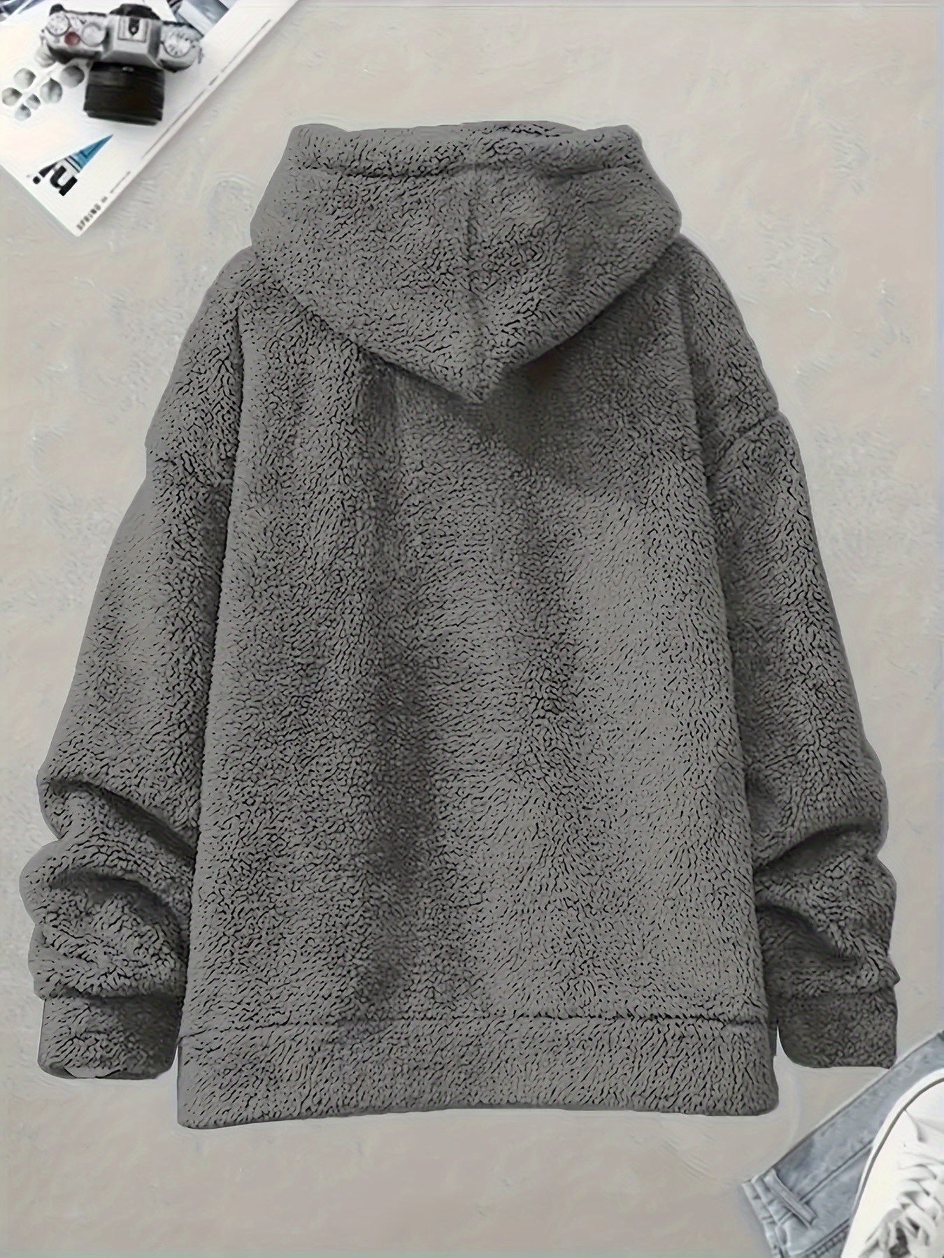 Men’s Oversized Plush Hoodie – Warm Fleece Pullover with Large Pocket