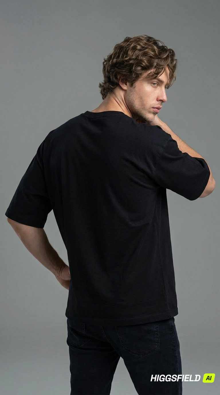 Men’s Large Black T-Shirt with “Black” Print – Breathable 100% Cotton Summer Tee