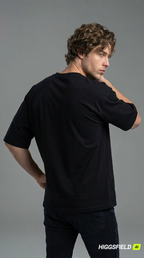 Men’s Large Black T-Shirt with “Black” Print – Breathable 100% Cotton Summer Tee