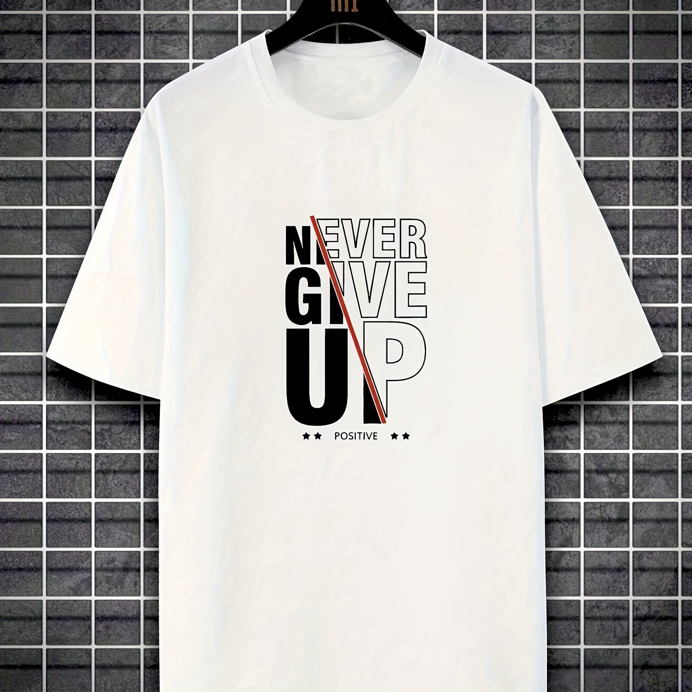 Men’s Oversized “Never Give Up” Heavyweight Tee