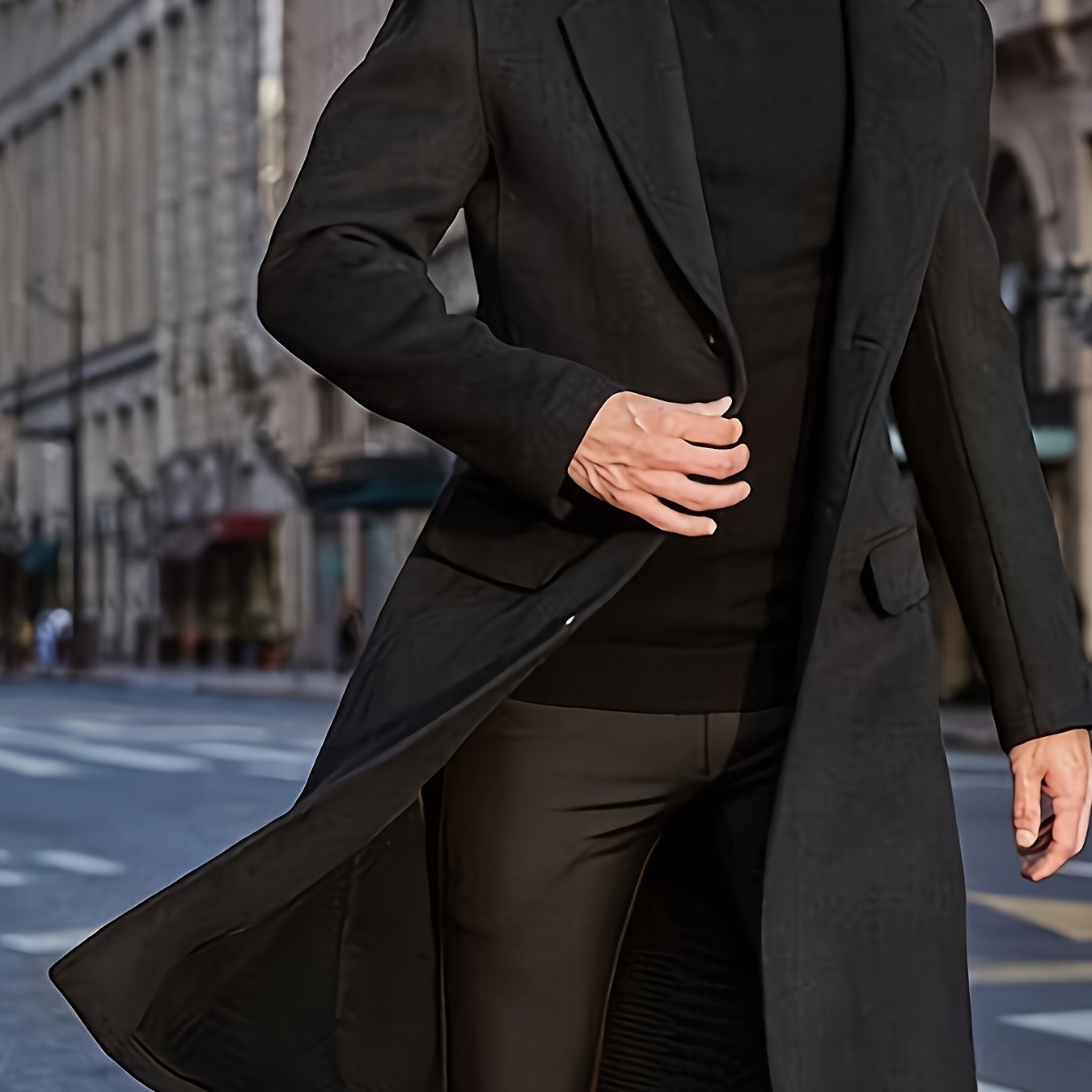 Men’s Long Warm Dragon & Phoenix Trench Coat – Classic Autumn/Winter Outerwear