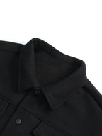 Men’s Classic Black Bomber Jacket – Loose Fit Button-Up Fall/Winter Outerwear