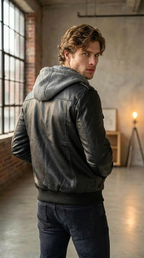 Men’s "BESTSELLER" Black Hooded Jacket – Full-Zip Outdoor Casual Coat