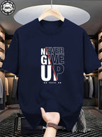 Men’s Oversized “Never Give Up” Heavyweight Tee