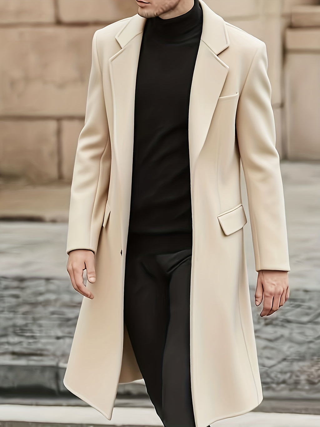 Men’s Long Warm Dragon & Phoenix Trench Coat – Classic Autumn/Winter Outerwear