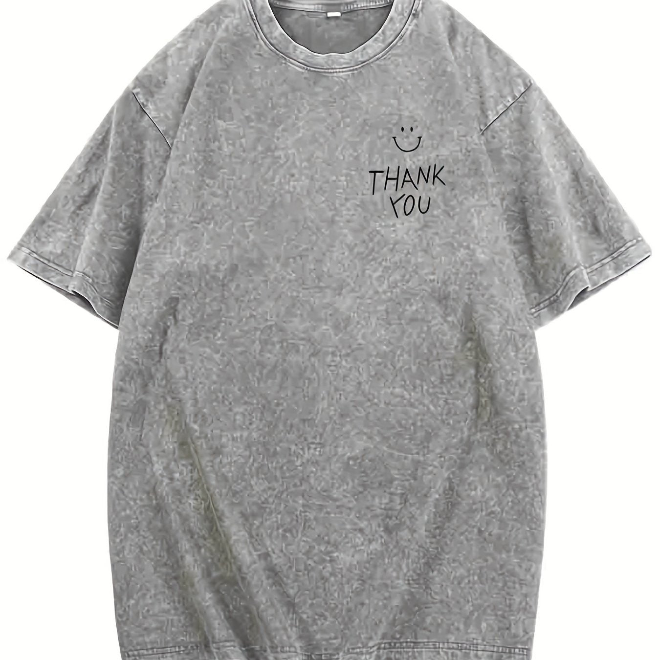 Men’s Heavyweight Vintage T-Shirt with Smile Graphic – Oversized Dark Grey Tee