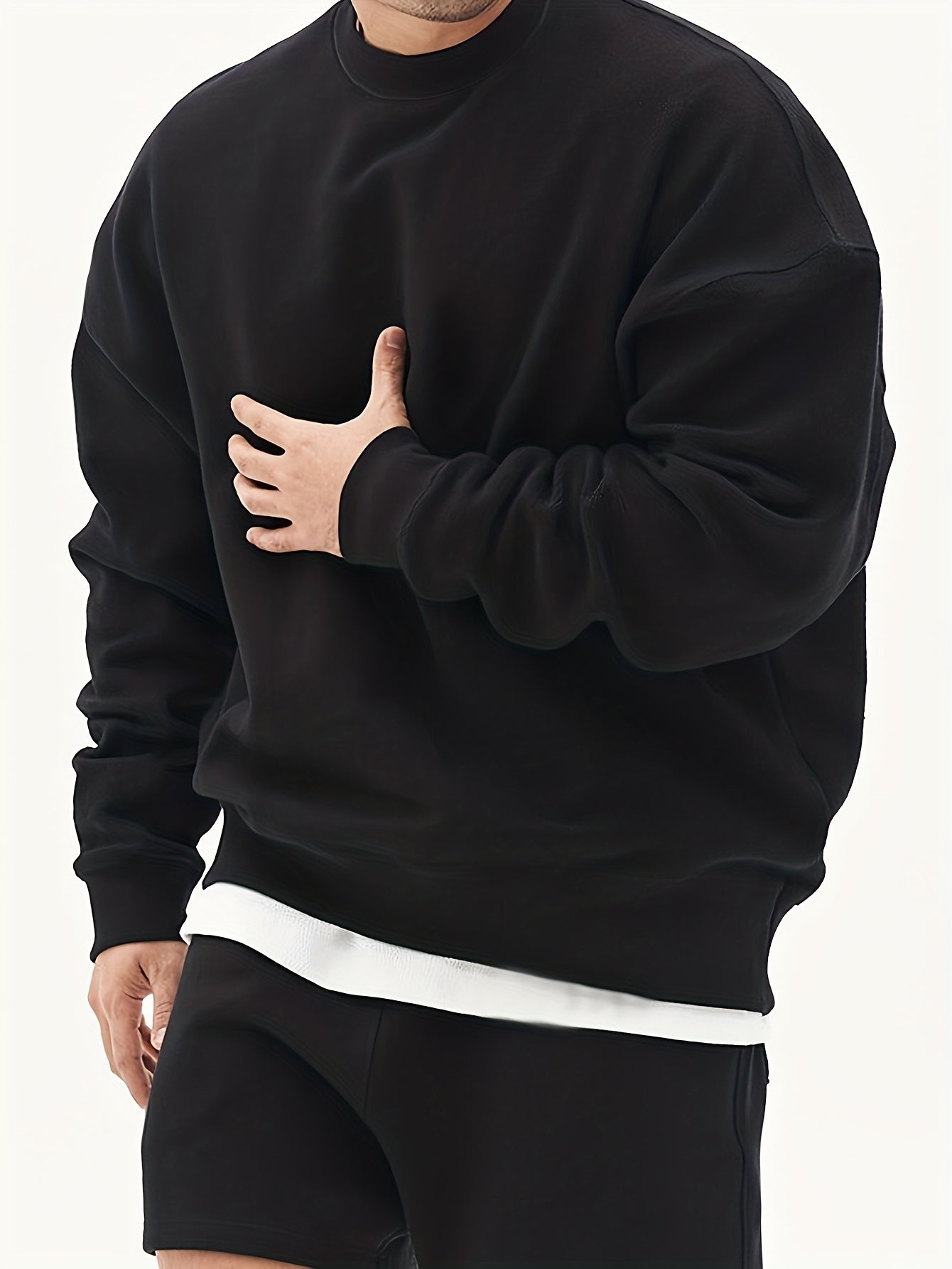 Men’s Classic Crew Neck Sweatshirt – Solid Color, Casual Fall/Winter Pullover