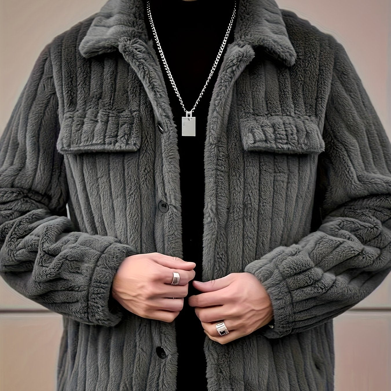 Men’s Cozy Lapel Fleece Jacket – Soft Winter Warmth