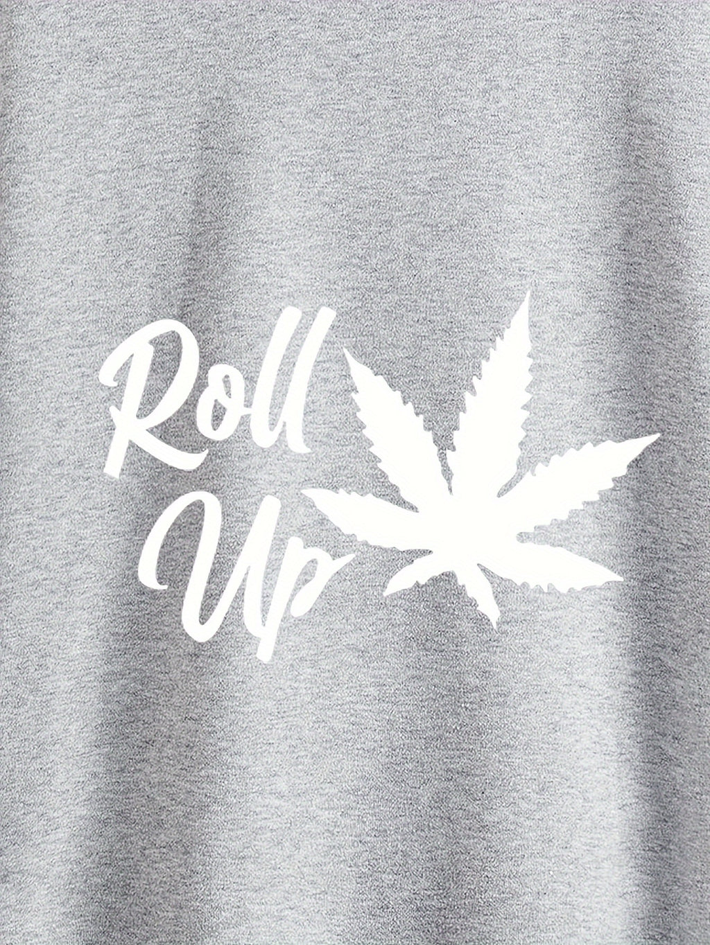 Plus Size Men’s Leaf & Roll Up Print Hoodie + Sweatpants Set