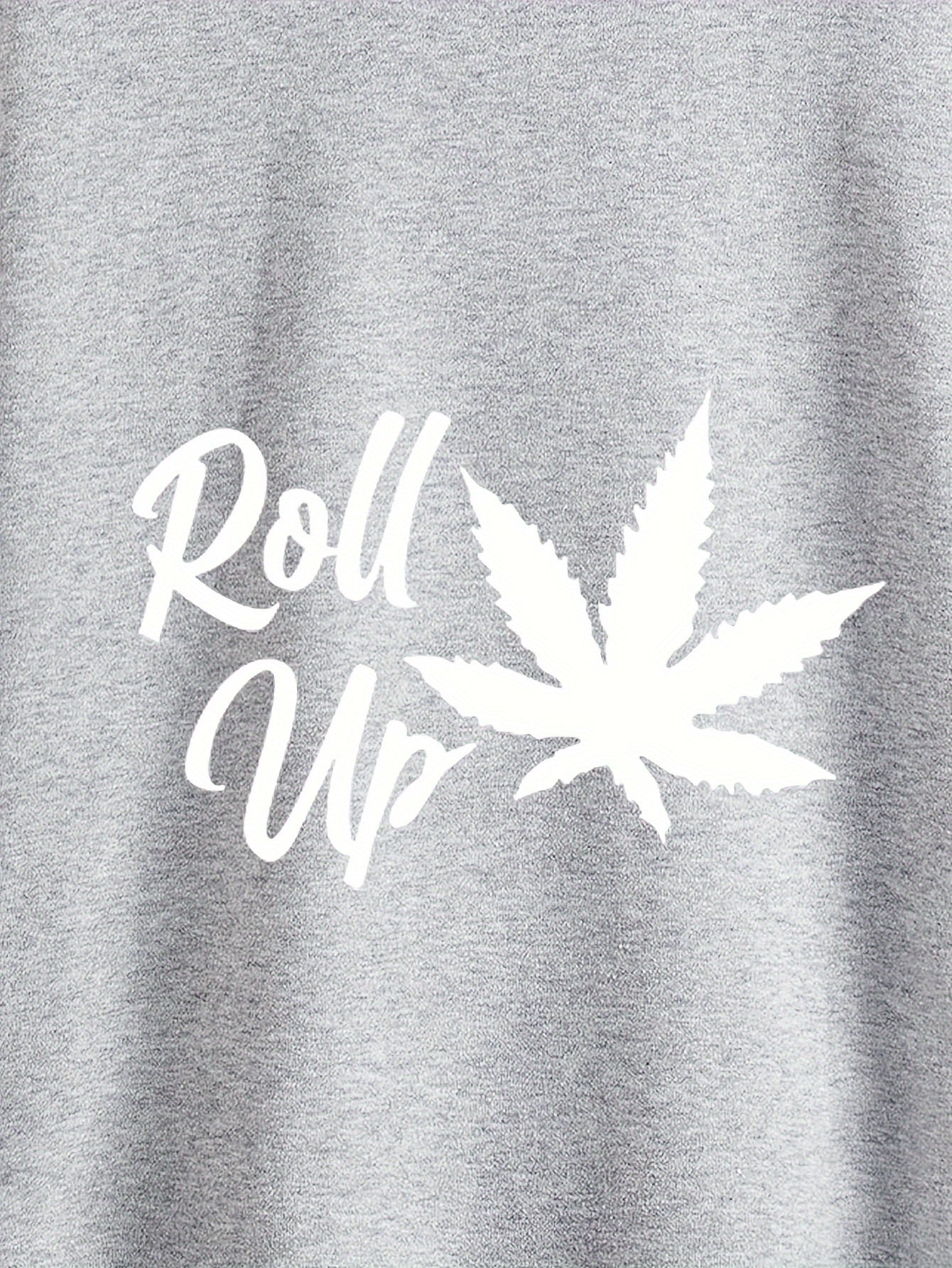 Plus Size Men’s Leaf & Roll Up Print Hoodie + Sweatpants Set