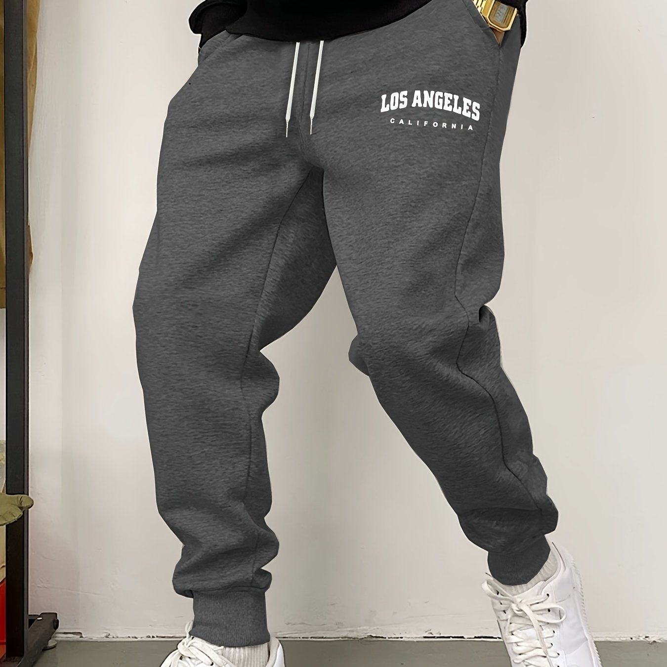LOS ANGELES Print Men’s Sweatpants – Warm Casual Joggers for Fall/Winter