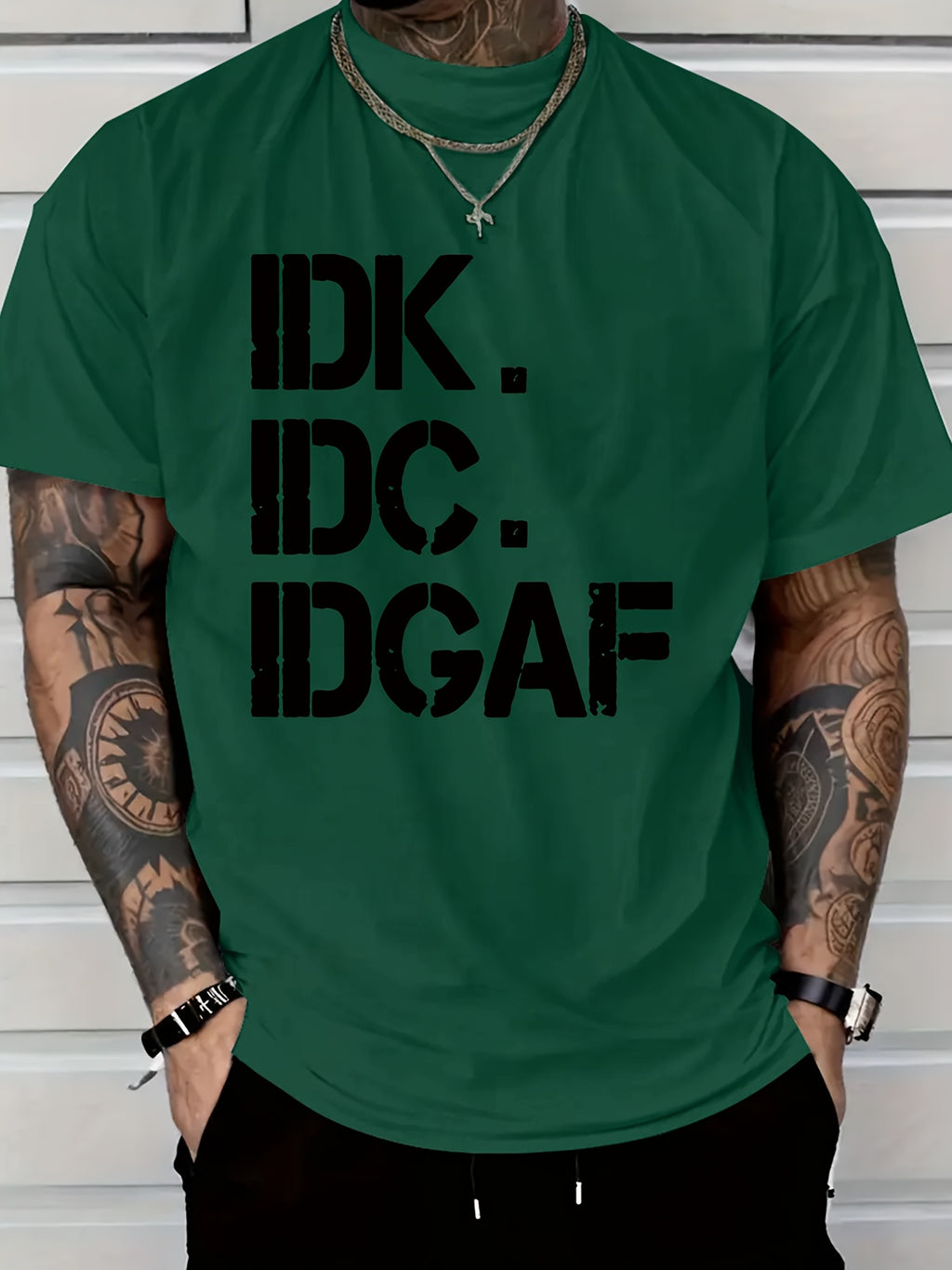 Men’s IDK IDC IDGAF Print T-Shirt – Casual Crew Neck Summer Tee