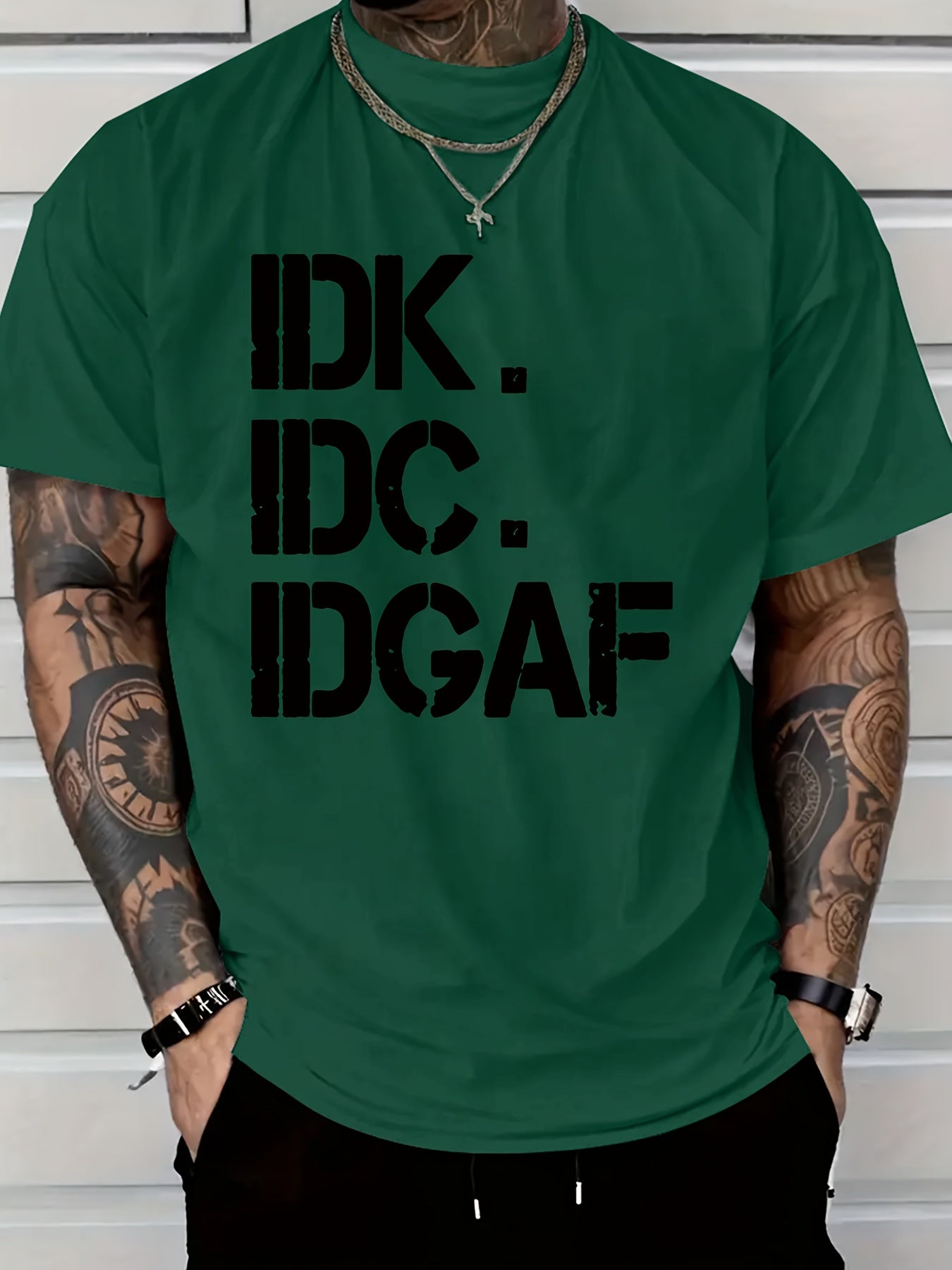 Men’s IDK IDC IDGAF Print T-Shirt – Casual Crew Neck Summer Tee