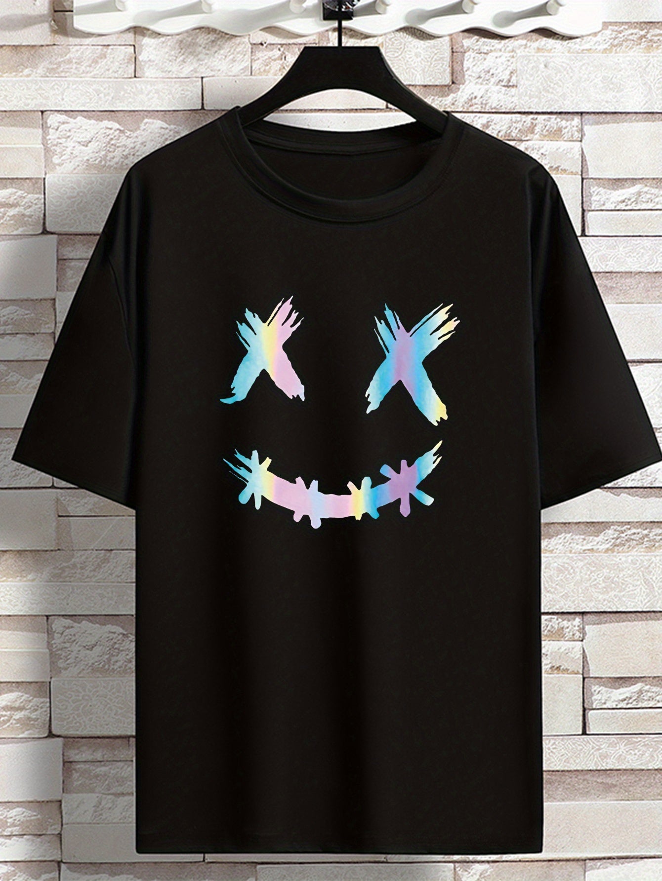 Oversized Pastel Bird Print T-Shirt – Black Casual Tee for Youth & Men (Plus Size)