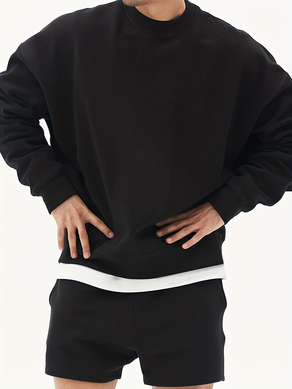 Men’s Classic Crew Neck Sweatshirt – Solid Color, Casual Fall/Winter Pullover