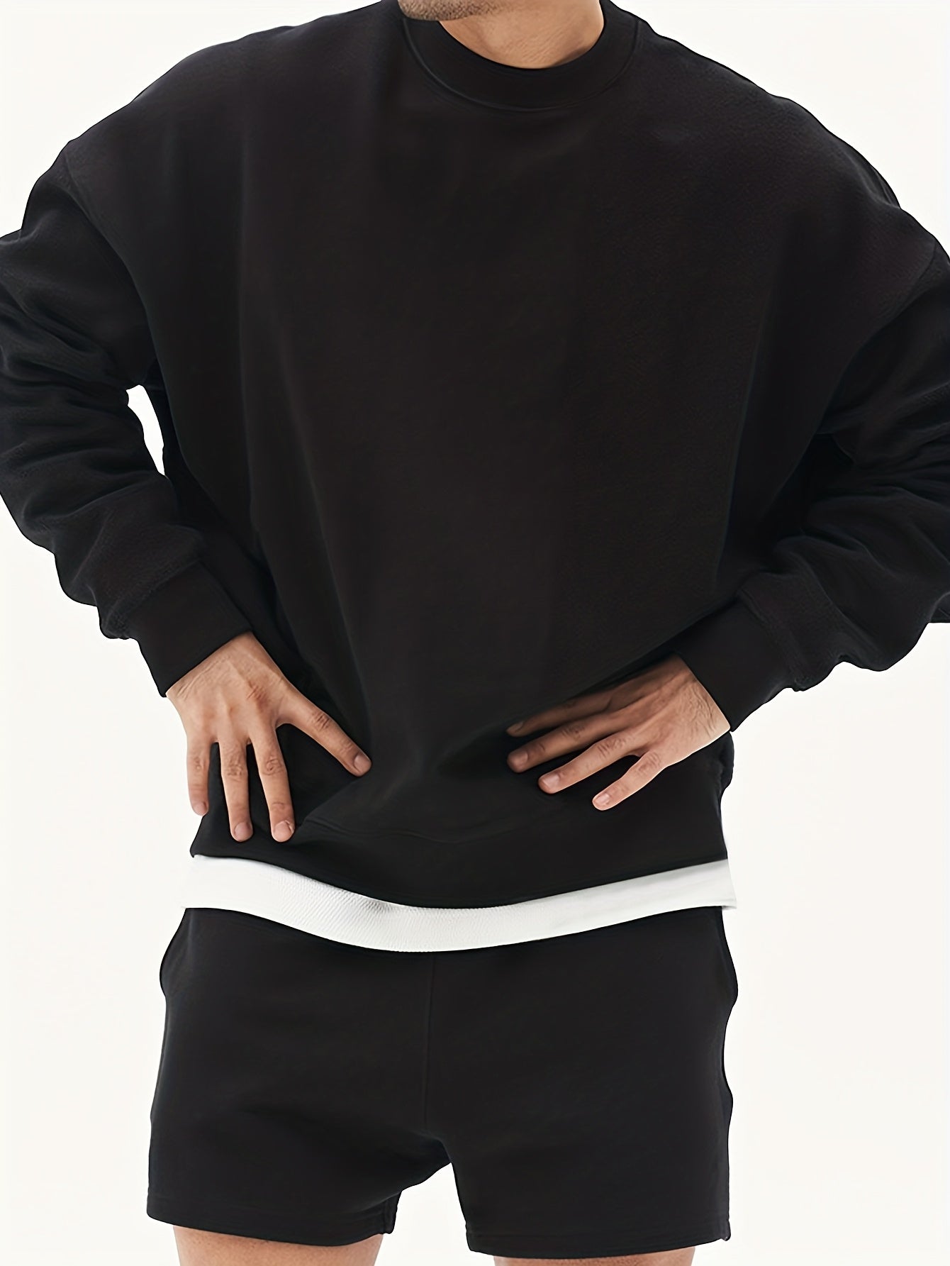 Men’s Classic Crew Neck Sweatshirt – Solid Color, Casual Fall/Winter Pullover