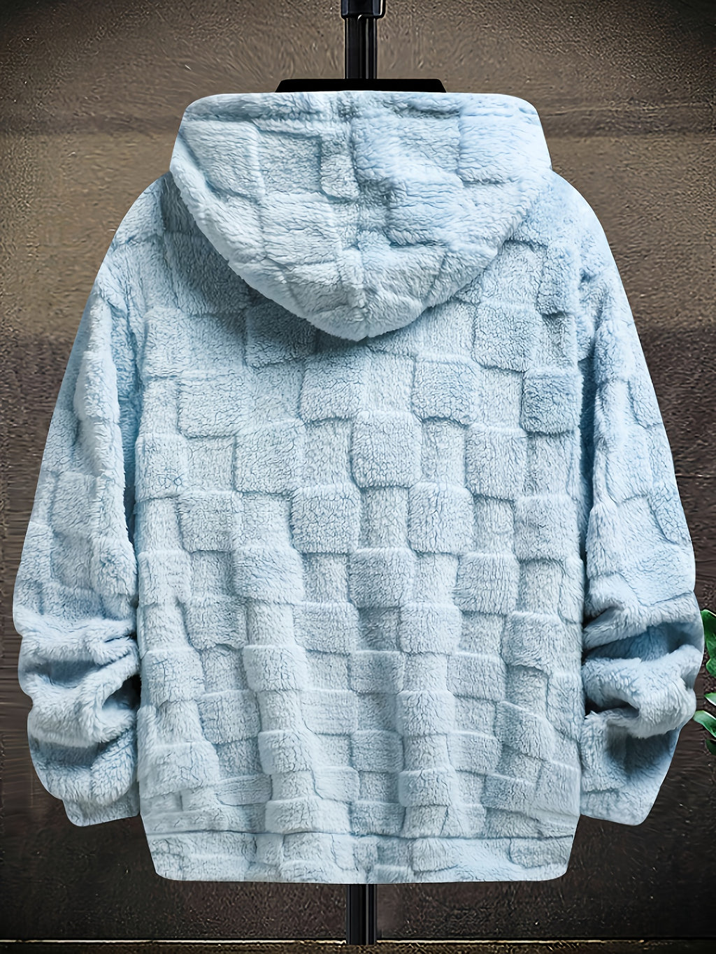 Men’s California Lettering Hoodie – Plush Fleece Jacquard Knit Winter Pullover