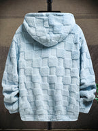 Men’s California Lettering Hoodie – Plush Fleece Jacquard Knit Winter Pullover