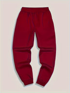 Men’s Maroon Geometric Print Jogger Pants – Machine Washable Winter Outdoor Wear