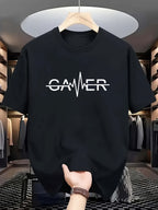 Men’s GAMER Print T-Shirt – Casual Summer Crew Neck Graphic Tee