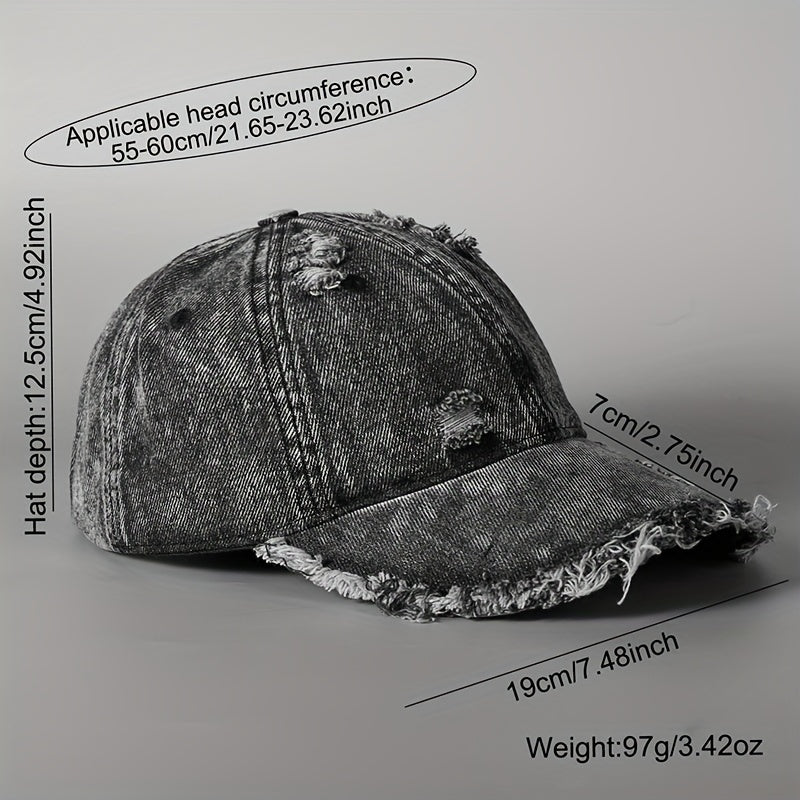 Vintage Grey Washed Baseball Cap – Distressed Korean Duckbill Streetwear Hat