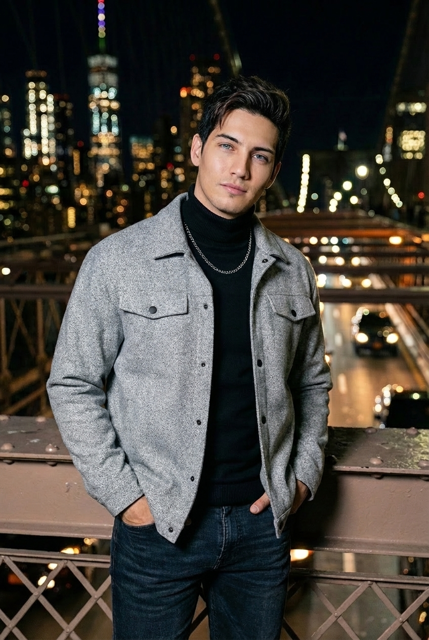 Men’s Slim-Fit Korean Lapel Jacket – Solid Color Spring/Fall Coat